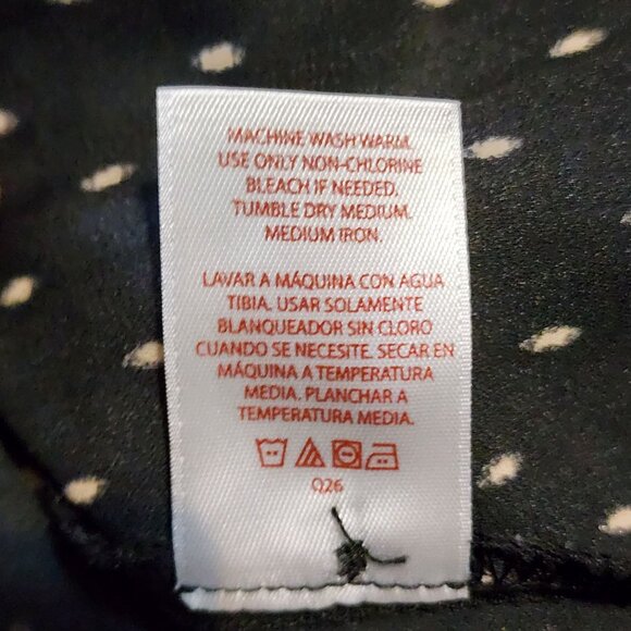 Faded Glory Blouse XL Black Polka Dots16/18 Roll Tab Sleeves Glitter Holiday - Picture 9 of 9